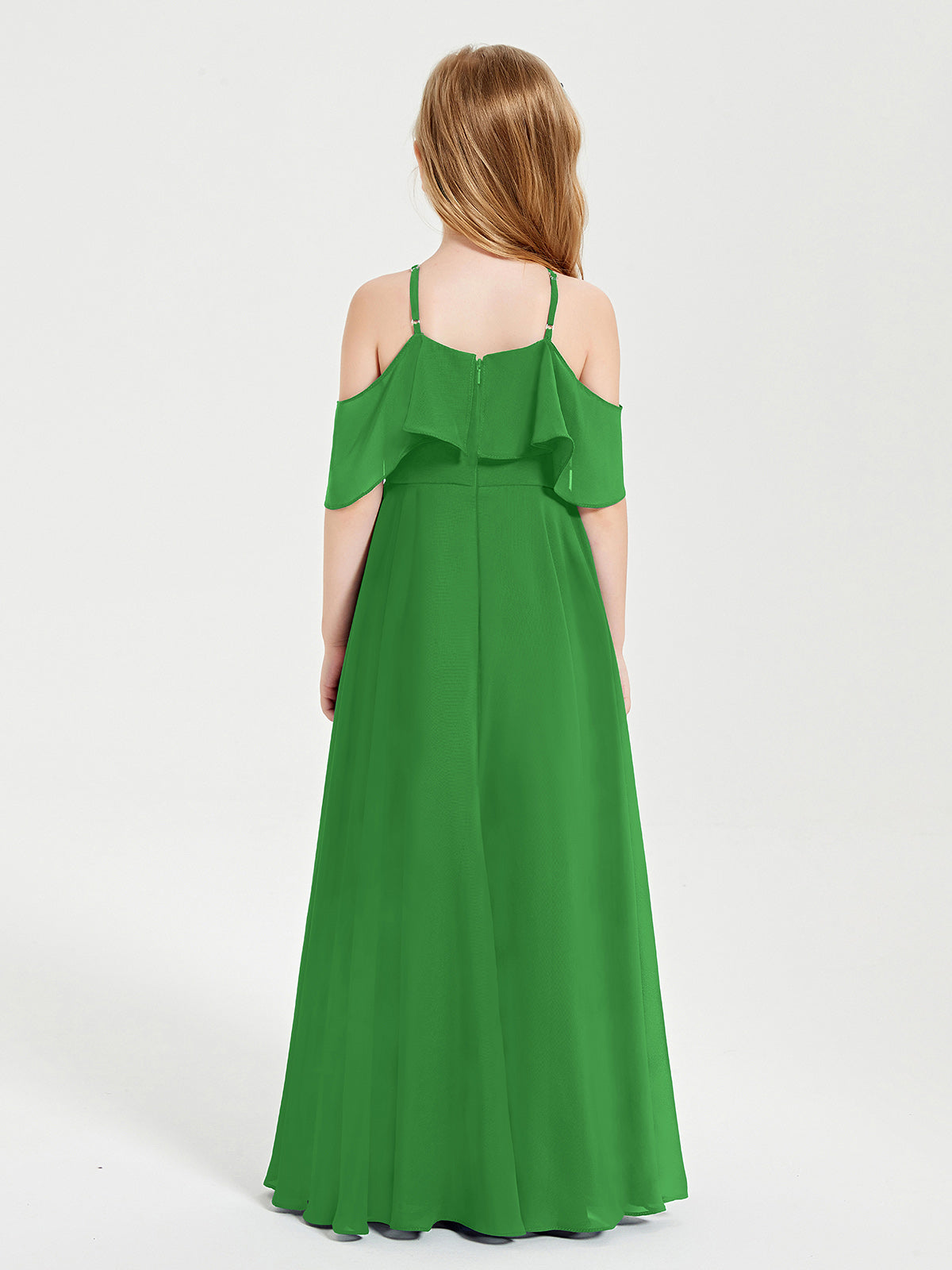 Off-the-Shoulder Long Dresses for Junior Bridesmaids Green
